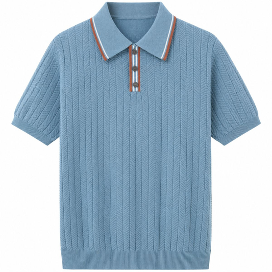 Ashford Geripptes Strick-Poloshirt